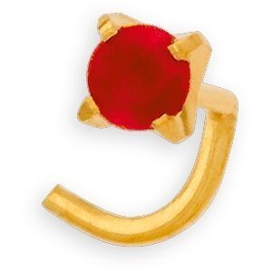Piercing Nez Or 750 10mm Tige Courbée Rubis 2mm Griffes