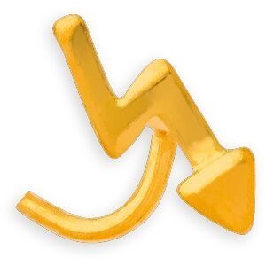 Piercing Nez Or 750 8mm Tige Courbée 0.7mm Flèche 2.6*6.5mm