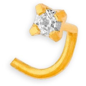 Piercing Nez Or 750 9.5mm Tige Courbée Zirconium 2mm Griffes