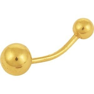 Piercing Nombril Or 375 20mm Tige 1.2mm Boules 4  à 6mm