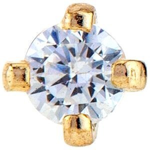 Piercing Nez Or 375 10mm Tige Courbée Zirconium 2mm Griffes