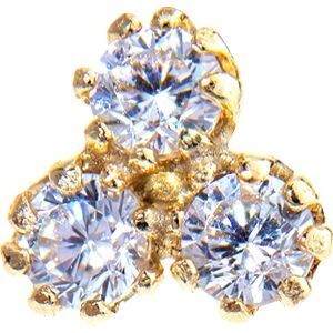 Piercing Nez Or 375 7.6mm Tige Courbée 3 Zirconium 2mm Griffes