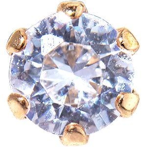 Piercing Cartilage Or 375 8.8mm Zircon Carré3mm Griffes Tige 6mm 1.2mm