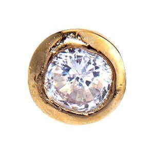 Piercing Labret Or 750 12.4mm Zirconium 2mm Griffes Tige 8mm 1.2mm