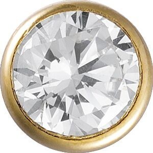 Piercing Langue Or 750 24mm Boule creuse 5mm Zircon4.5mm Tige17mm1.2mm