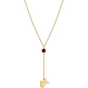 Chaîne Taille Plaqué Or 80  à 95cm Cristal Grenat 6mm Carte Guadeloupe 15*10mm