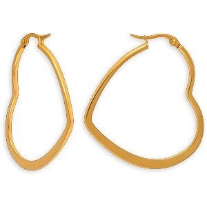 Créoles Acier Jaune Cœur 40mm Tube 3mm