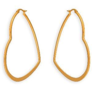 Créoles Acier Jaune Cœur 60mm Tube 3mm