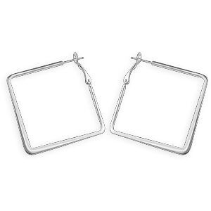 Créoles Acier Couleur Argent Carrées 40mm Tube 3mm