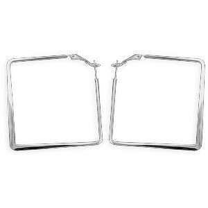 Créoles Acier Couleur Argent Carrées 60mm Tube 3mm