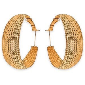 Créoles Acier Jaune Cubaines 35mm Tube 12mm