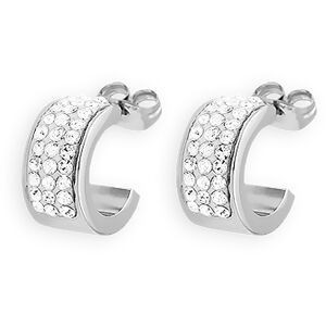 Demi Créoles Acier Cristal 13mm