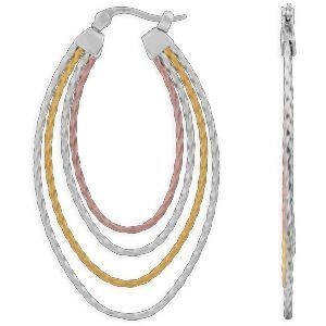 Créoles Acier Tricolores Ovales 30*40mm Tube 1.2mm