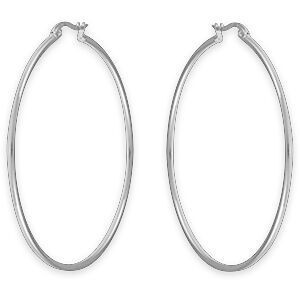 Créoles Acier Couleur Argent 50mm Tube 2mm