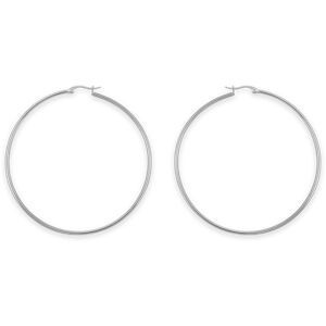 Créoles Acier Couleur Argent 60mm Tube 2mm