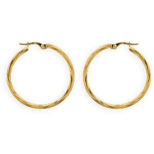 Créoles Or 375 Torsadées 34mm Tube 4mm