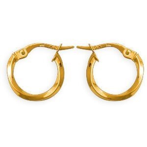 Créoles Or 375 Torsadées 13.6mm Tube 1.8mm