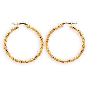 Créoles Or 375 Diamantées 34mm Tube 2mm