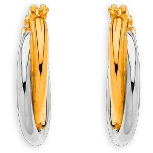 Créoles Or 750 Bicolores Ovales 15.5*22mm Tube 5mm