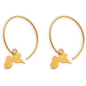 Créoles Or 375 17mm Tube 0.8mm Carte Guadeloupe 10*8mm