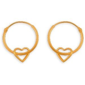 Créoles Or 375 14.5mm Tube 1mm Cœur 6mm