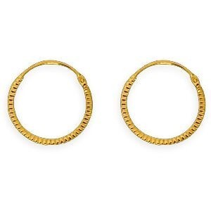 Créoles Or 375 Fantaisie 14mm Tube 1mm