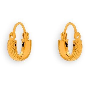 Créoles Or 750 Ciselées 10mm Tube 3.5mm