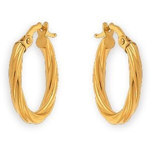 Créoles Or 375 Torsadées Ovales 15*20mm Tube 2.5mm