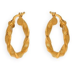 Créoles Or 375 Torsadées Fantaisie 22mm Tube 3mm