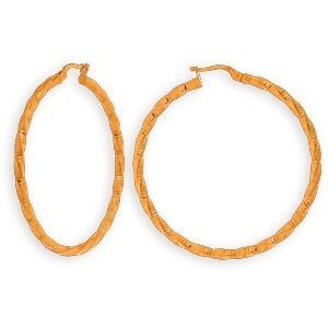 Créoles Or 375 Torsadées Fantaisie 40mm Tube 2.5mm