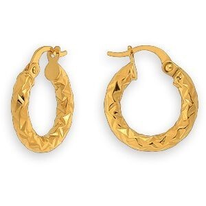 Créoles Or 375 Diamantées 10mm Tube 3mm