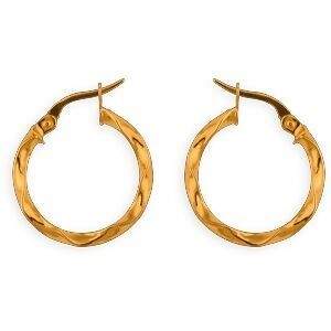 Créoles Or 375 Torsadées 19mm Tube 2mm