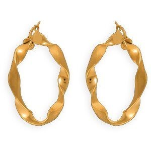 Créoles Or 375 Torsadées Lisses Et Satinées 39mm Tube 4.7mm