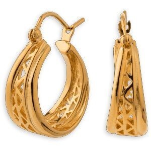 Créoles Plaqué Or Fantaisie 20mm Tube 8mm