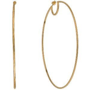 Créoles Plaqué Or Diamantées Alternées 80mm Tube 2mm