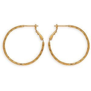 Créoles Plaqué Or Striées Diamantées 30mm Tube 1mm