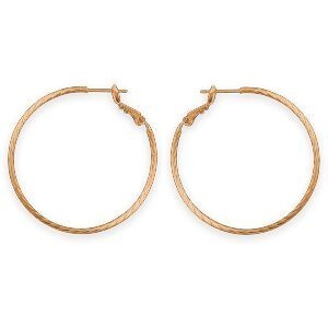 Créoles Plaqué Or Striées Diamantées 40mm Tube 1mm