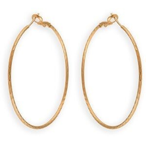 Créoles Plaqué Or Striées Diamantées 50mm Tube 1mm