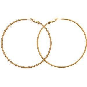 Créoles Plaqué Or Striées Diamantées 60mm Tube 1mm