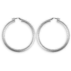 Créoles Argent 925 Torsadées 40mm Tube 4mm