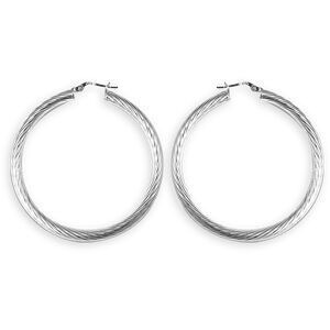 Créoles Argent 925 Torsadées 50mm Tube 4mm