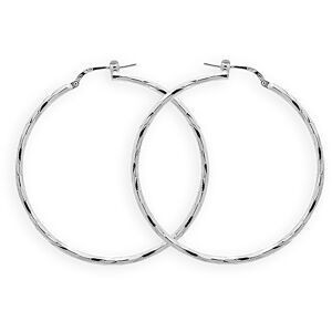 Créoles Argent 925 Diamantées 40mm Tube 1.5mm