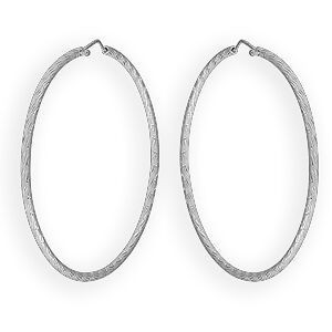 Créoles Argent 925 Diamantées 55mm Tube 2mm