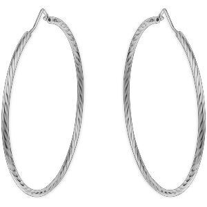 Créoles Argent 925 Diamantées 50mm Tube 2mm