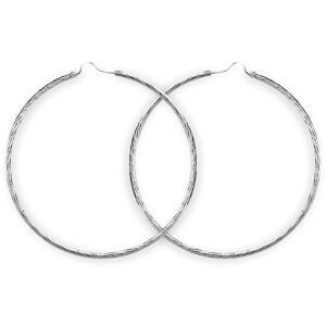 Créoles Argent 925 Diamantées 60mm Tube 2mm