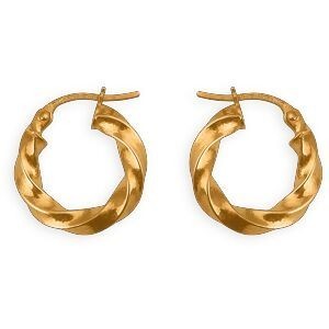 Créoles Or 375 Torsadées 15mm Tube 3mm