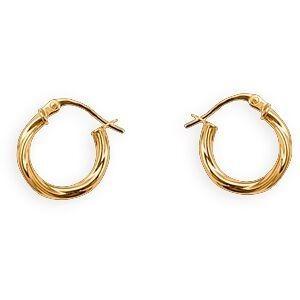 Créoles Or 375 Torsadées 14mm Tube 2mm