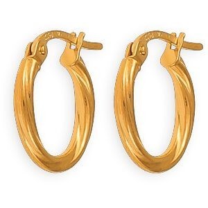 Créoles Or 375 Torsadées 13mm Tube 2mm