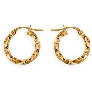 Créoles Or 375 Torsadées 14mm Tube 2mm