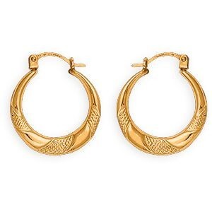 Créoles Or 375 Lisses Et Martelées 17mm Tube 3.5mm